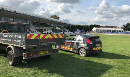 digger services vehicles in the coral stadium